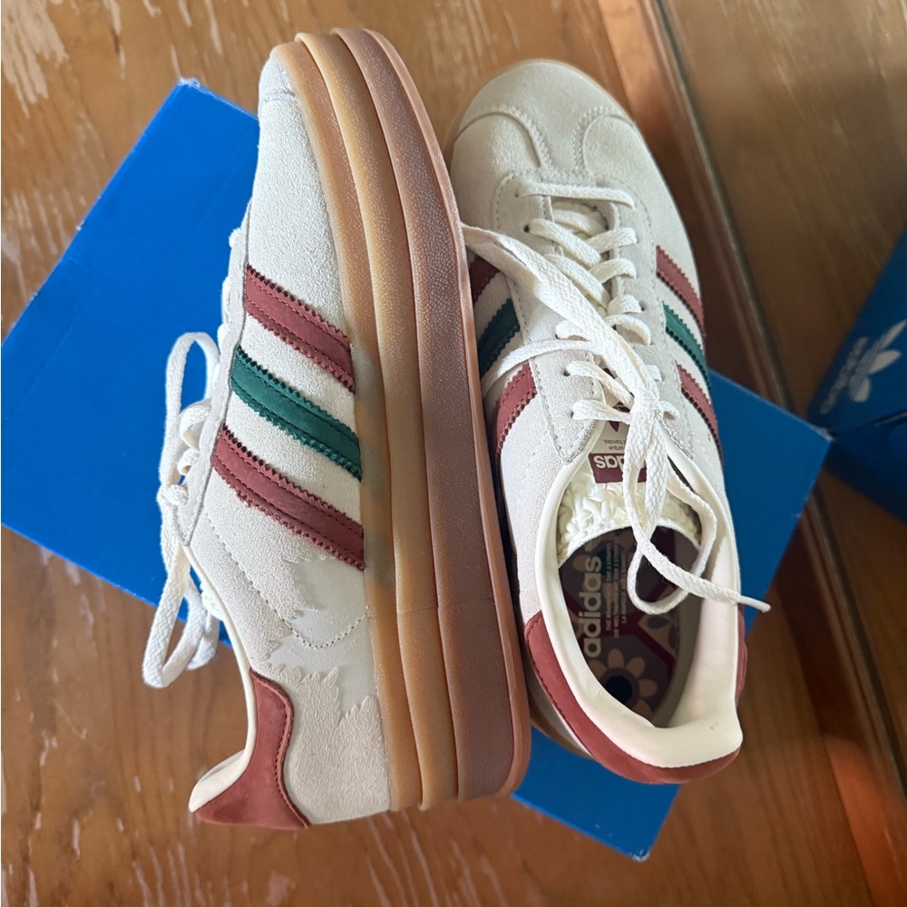 adidas Cream and Red Athletic Shoes